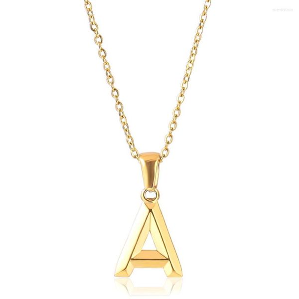 Pendentif Colliers En Acier Inoxydable A-Z Alphabet Lettre Pour Femmes Hommes Rolo Câble Lien Chaîne Nom Bijoux Cadeaux D'anniversaire DN341