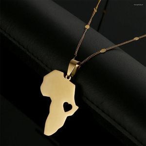 Hanger Kettingen Rvs Afrika Hart Kaart Ketting Vrouwen Mannen Afrikaanse Hiphop Sieraden