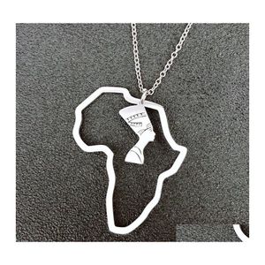 Pendentif Colliers En Acier Inoxydable Afrique Carte Simple Creux Portrait Collier Bijoux Cadeaux Pour Hommes Femmes Drop Delivery Pendentifs Otlrh