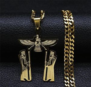Colliers pendants en acier inoxydable Ahura Mazda Religion Chain Collier Zoroastrisme Cutture Empire Perse Jewelry NXS058323004