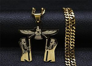 Pendentif Colliers Acier inoxydable Ahura Mazda Religion Chaîne Collier Zoroastrisme Cuture Empire Perse Bijoux NXS055435785