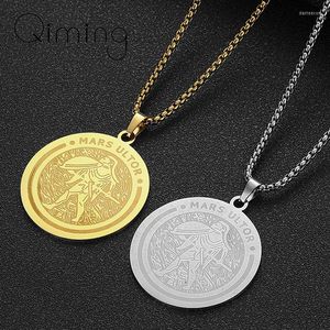 Pendentif Colliers En Acier Inoxydable Ancien Guerrier Grec Médaillon Collier Pour Hommes Hip Hop Punk Mars Ultor Cadeau