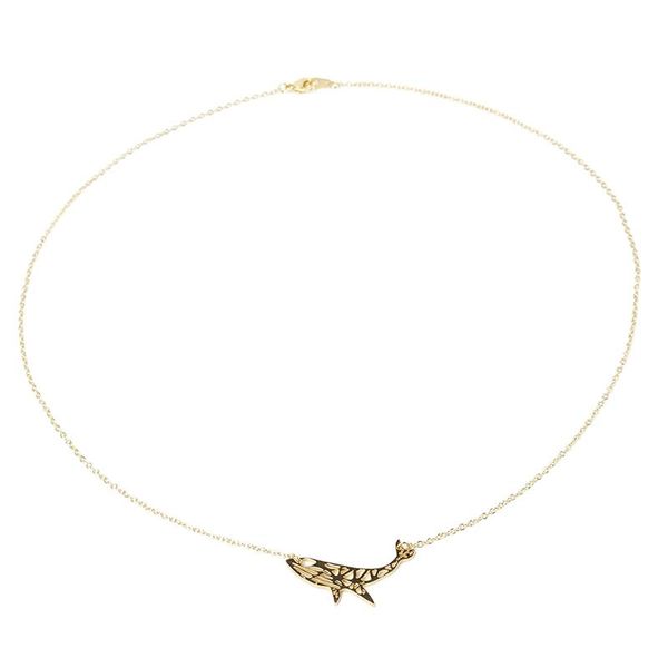 Collares colgantes Animal de acero inoxidable para mujeres joyería diaria moda forma de ballena collar de onda collar de oro