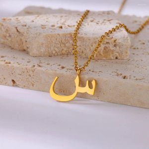 Colliers pendants Collier de lettre arabe en acier inoxydable pour femmes hommes couleur or langage initial Choker Collier de bijoux islamique