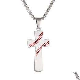 Pendentif Colliers En Acier Inoxydable Baseball Croix Collier Pour Femmes Et Hommes Verset De La Bible Religion Chrétienne Bijoux Cadeau Amant Drop D Dhy73