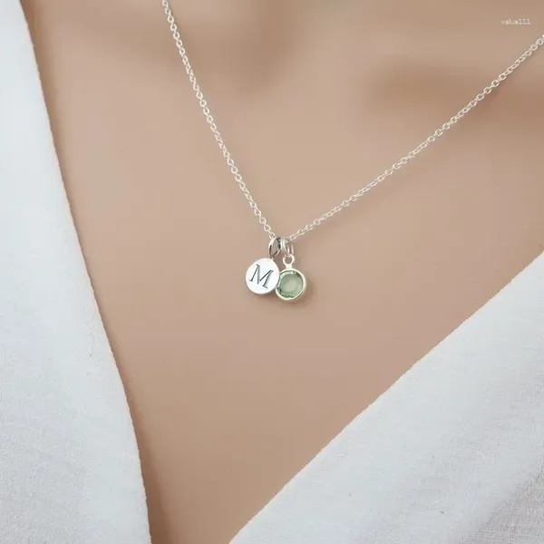 Collares colgantes Collar de piedra de nacimiento de acero inoxidable Joyería personalizada Regalo de cumpleaños de piedras preciosas iniciales para ella