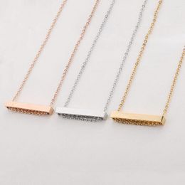 Pendentif Colliers En Acier Inoxydable Blanc Rectangle Bar Collier Déclaration Nom Plaque Miroir Poli En Gros 10 pcs