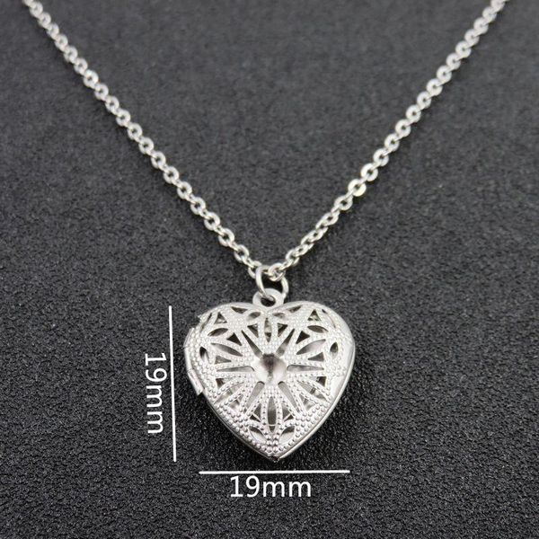 Pendentif Colliers En Acier Inoxydable Peut Ouvrir Amour Coeur Po Cadre Bijoux Évider Collier Femmes AccessoiresPendentif