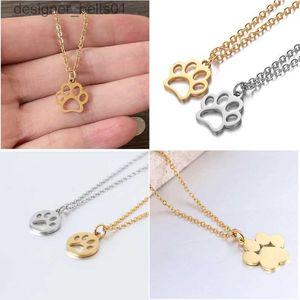 Pendentif colliers Acier inoxydable chat chien P imprimer pendentif collier mode chaîne colliers pour femmes filles Animal bijoux collier NewL231215