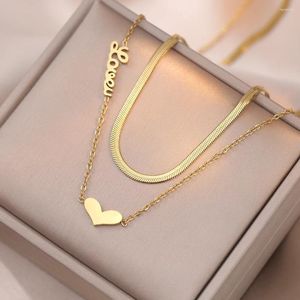 Collares colgantes cadena de acero inoxidable collar clásico de corazón brillante para mujeres hombres dama vintage accesorios de joyas regalos