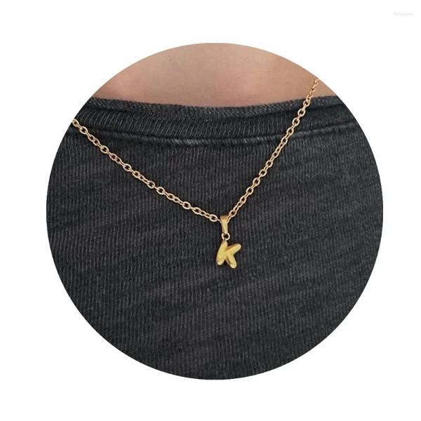 Pendentif Colliers Chaîne en acier inoxydable Bijoux Mode Collier initial pour femmes Luxe Simple Alphabet Lettre Collier ras du cou