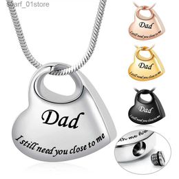 Collier chaîne en acier inoxydable avec petites urnes coeur crémation pendentif cendres humaines support pour papa mémorial bijoux hommes DropshipL231123