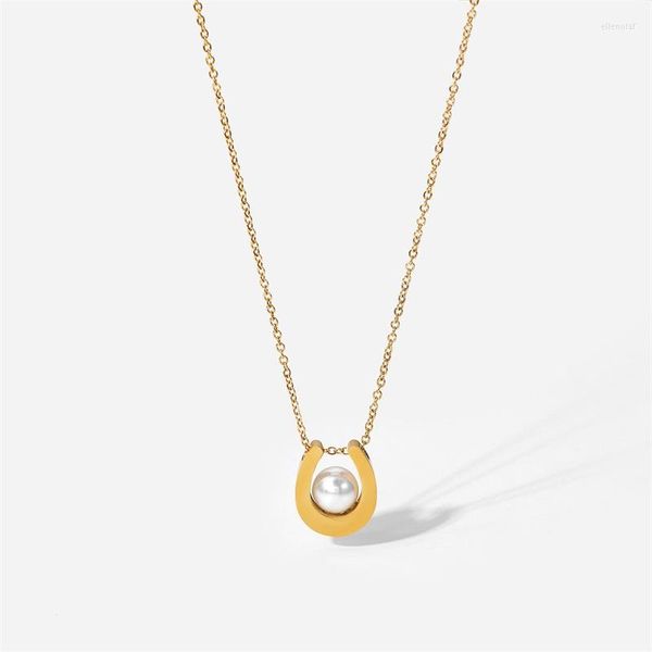 Pendentif Colliers En Acier Inoxydable Chaîne Collier En Métal Ensemble Perle Simple Tendance Dames Bijoux Étanche Sans Allergie