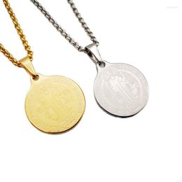 Pendentif Colliers En Acier Inoxydable Chrétien Jésus Collier Femmes Hommes Religieux Médaille Saint Benoît