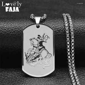 Collares colgantes Acero inoxidable Clásico Collar de San Miguel para mujeres Hombres Arcángel Etiqueta de perro Metal Religioso Punk Joyería N2059S03