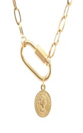 Collares colgantes monedas de acero inoxidable Saint Benedict Medal Cabecillo para mujeres Goldsilver Metal Virgen María Spira4215739