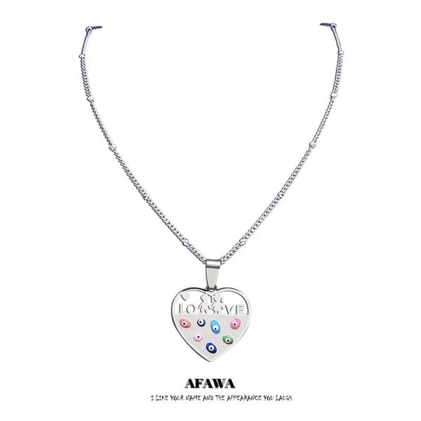 Pendentif Colliers En Acier Inoxydable Coloré Turquie Oeil Coeur Amour Garçon Filles Islam Collier Charmes Argent Couleur Bijoux Oeil Turc N5233S01