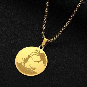 Hanger kettingen roestvrijstalen coraline geïnspireerde silhouet ketting vrouwen mannen gegraveerde cirkel schijf geomertic sieraden cadeau