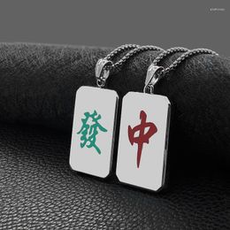 Pendentif Colliers en acier inoxydable Couple Yin Yang Gossip Collier pour femmes hommes caractères chinois Mahjong Bijoux Bijoux