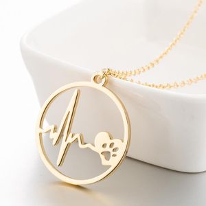 Pendentif Colliers Acier Inoxydable Couple Collier Product Ins Hollow Heartbeat Acceleration Round Ladies