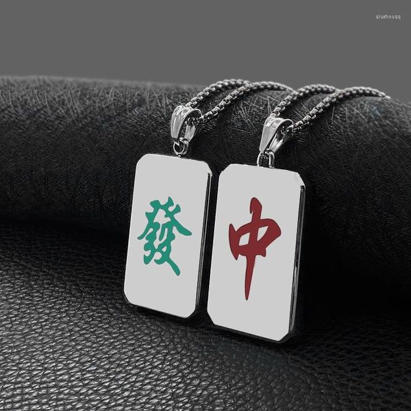 Collares colgantes Pareja de acero inoxidable Yin Yang Collar de chismes para mujeres Hombres Caracteres chinos Mahjong Bijoux Joyería