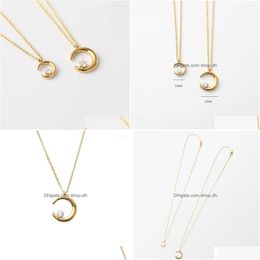 Pendentif Colliers En Acier Inoxydable Croissant De Lune Collier Pour Femmes Zircon Pierre Minimaliste Élégant À La Mode Bijoux 2022 Drop Delivery Dhweh