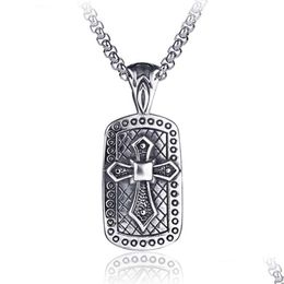 Pendentif Colliers Acier inoxydable Croix Id Collier Ancien Sier Hip Hop Pour Hommes Mode Fine Bijoux Drop Livraison Pendentifs Dh1Ei