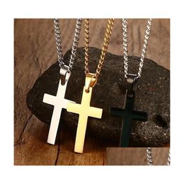 Collares colgantes de acero inoxidable masculina masculina fe crucifix encanto cadena de titanio para mujeres joyas de moda gota de regalo PE dh2pp