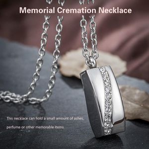 Pendentif Colliers En Acier Inoxydable Collier En Cristal Memorial Crémation Cendres Urne Médaillon Os Cendres Bijoux Femmes Colgante De Collier