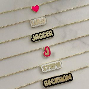 Hanger Kettingen Roestvrij Staal Aangepaste Naam Ketting Bubble Letters Kleurrijke Gepersonaliseerde Geschenken Emaille 230731