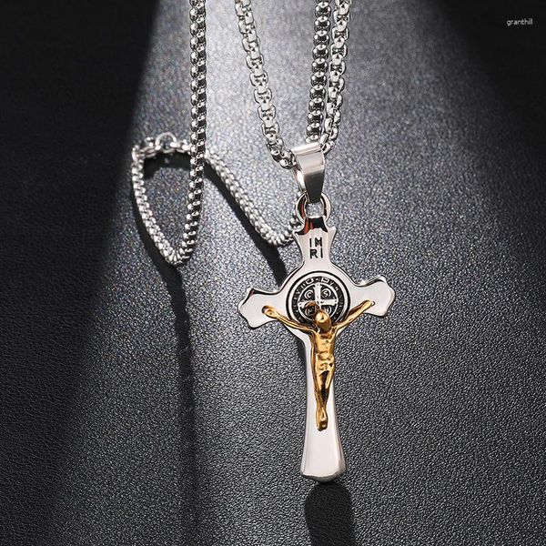 Pendentif Colliers Acier inoxydable Design Crucifix Croix Collier Hommes Femmes Quotidien Casual Amulettes Religieuses Bijoux Cadeaux