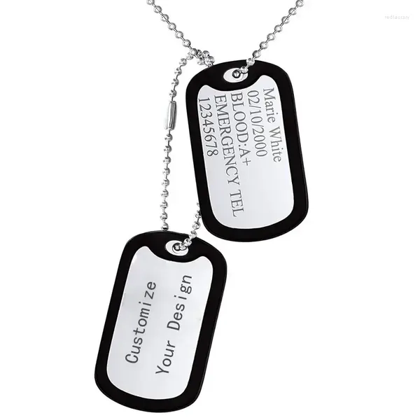 Collares pendientes Colgantes con etiqueta de perro de acero inoxidable Conjunto militar Collar de joyería de cadena de bolas de estilo personalizado para hombres