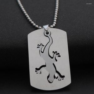 Hangende kettingen roestvrijstalen dubbele laag afneembare gekko hagedis kameleon dieren power noors viking amulet charme sieraden