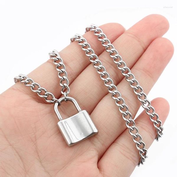 Pendentif Colliers En Acier Inoxydable Mode Lock-Forme Collier Couleur Punk Cadenas Charms Chaîne Bijoux Cadeau Pour Hommes Femmes