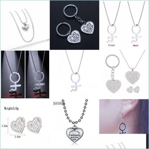 Collares colgantes Símbolo femenino de acero inoxidable Niñas aplastar gargantilla corazón colgante collar mujeres unif pesado gótico streetwear joyería dhsqr