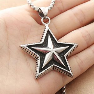 Pendentif Colliers Acier inoxydable Collier étoile à cinq branches Mode Punk Style Hip Hop Charm Rider Hommes et femmes Bijoux Accessoires