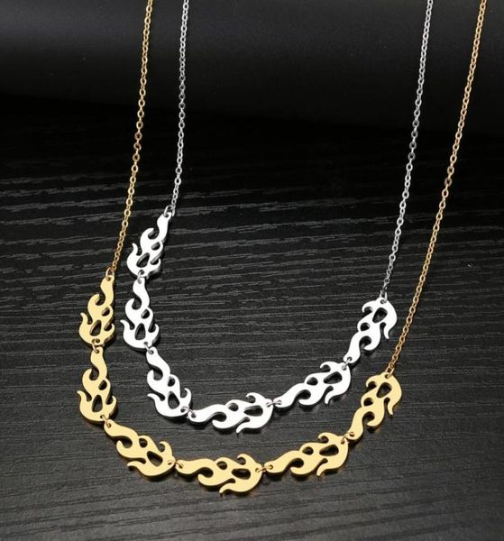 Colliers pendants Flame en acier inoxydable Punk Accessory Rock Rock Chain Unisexe Choker Hip Hop Gothic Collier pour femmes Bijoux Cadeaux7841854