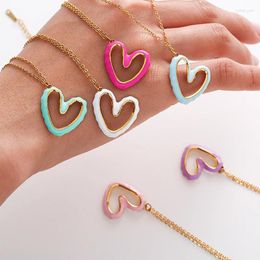 Collares colgantes de acero inoxidable para mujer gota de aceite en forma de amor bohemio ligero cadenas de lujo gargantilla estética joyería de moda