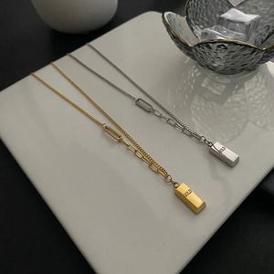 Hanger Kettingen Roestvrij Staal Geometrische Vierkante Kubus Choker Lucky Rich Gold Kleur Ketting Voor Vrouwen Sieraden Party