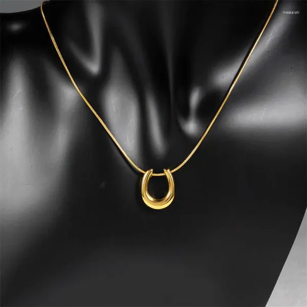 Collares colgantes Collar geométrico en forma de U de acero inoxidable para mujeres Cadena de clavícula vintage Minimalista Accesorios de joyería coreana de moda