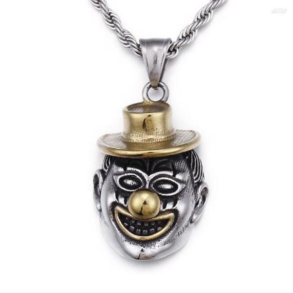 Pendentif Colliers Acier Inoxydable Or Clown Collier Drôle Humour Bijoux Halloween Cadeaux