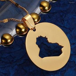 Pendentif Colliers En Acier Inoxydable Or Couleur Ronde Irak Carte À La Mode Chaîne Irakienne Bijoux