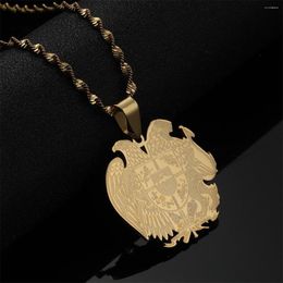 Pendentif Colliers En Acier Inoxydable Plaqué Or Aigle Arménien Pour Femmes Hommes Arménie Charme Bijoux