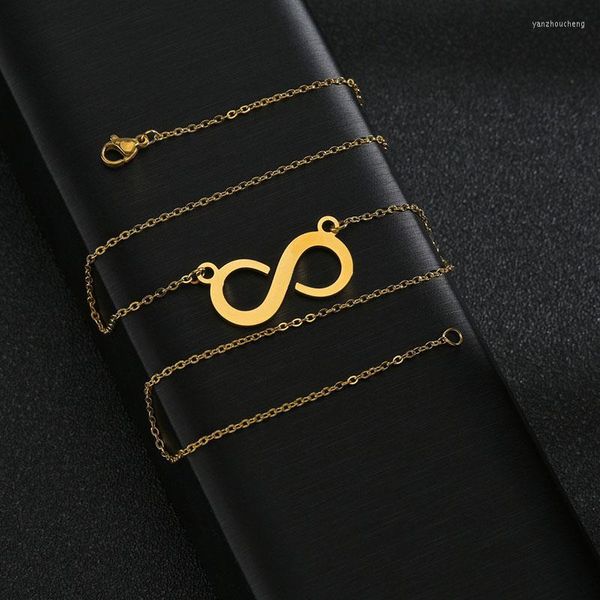 Pendentif Colliers En Acier Inoxydable Plaqué Or O Chaîne Huit Infinity Symbole Collier Femmes Hommes Mode Bijoux Accessoires Cadeau En Gros