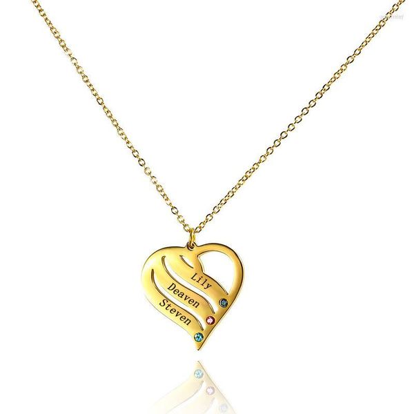 Pendentif Colliers En Acier Inoxydable Plaqué Or / Argent Couleur Coeur Pour Femmes Maman Filles Enfants Fête Des Mères Bijoux Cadeau Noms Personnalisés