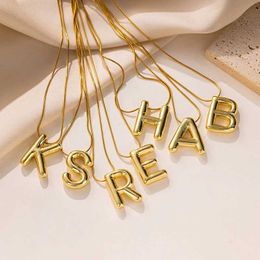 Colliers de pendentif en acier inoxydable or Short Fat Letter Boule Bubble Initial Letter Collier Pendant Femme Charme Collier Bijoux GiftSQ