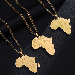 Hanger Kettingen Rvs Goud/Zilver Kleur Afrika Kaart Met Vlag Afrikaanse Kaarten Sieraden Voor Vrouwen Mannen Gift