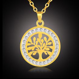 Colliers pendentifs en acier inoxydable Golden Tree of Life Collier pour femmes dépenses