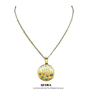 Pendentif Colliers En Acier Inoxydable Grec Oeil Famille Papa Maman Gilr Garçon Charmes Collier Femmes Or Couleur Islam Bijoux Ojo Turco N5222S01