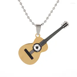Pendentif Colliers Guitare en acier inoxydable Collier pour hommes Accessoires de guitariste pour femmes Cadeaux souvenirs de musicien